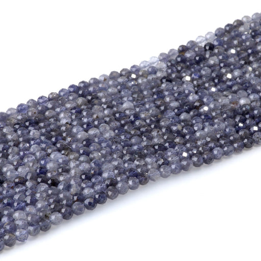 This is a Dakota Stones 4mm Iolite Gemstone strand with AA grade faceted round beads in 15-16 inch strand.