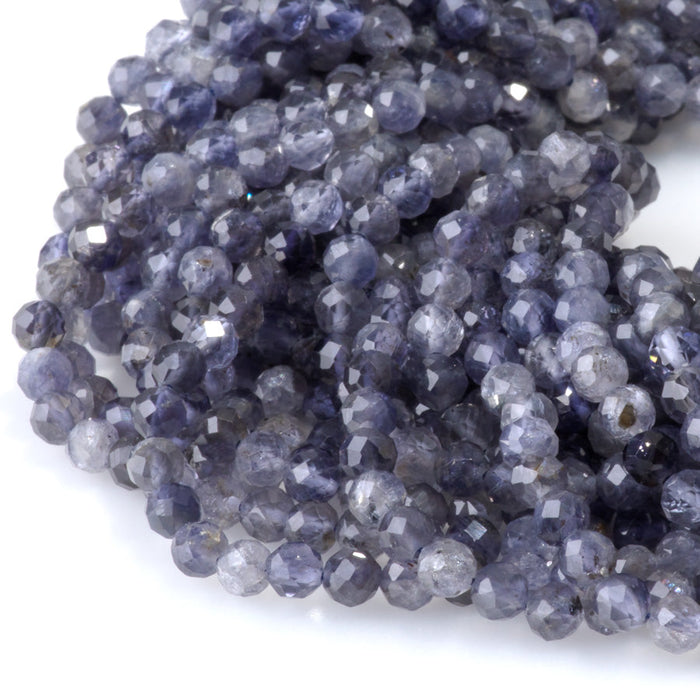 This is a Dakota Stones 4mm Iolite Gemstone strand with AA grade faceted round beads in 15-16 inch strand.