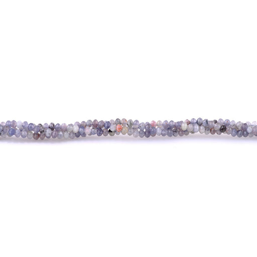 This is a Dakota Stones 3x4mm Bloody Iolite Rondell Gemstone strand with faceted beads in 15-16 inch strand.