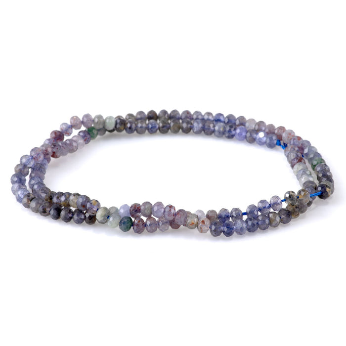 Bloody Iolite 4mm Rondelle Faceted Green Banded - 15-16 Inch