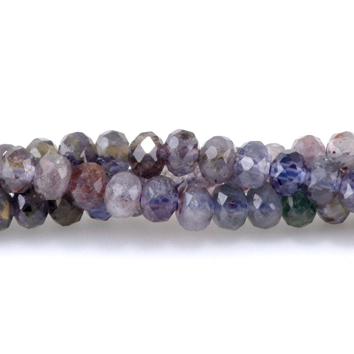 Bloody Iolite 4mm Rondelle Faceted Green Banded - 15-16 Inch