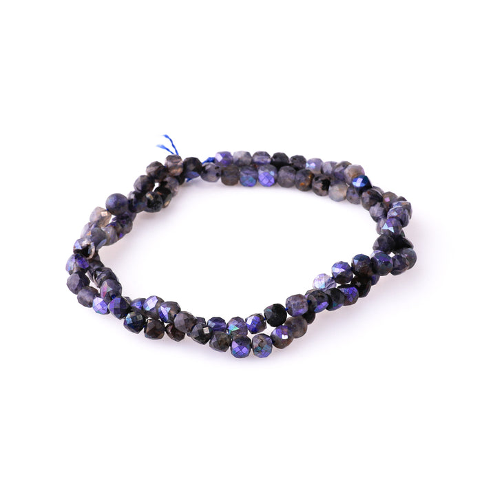 Iolite Natural Rainbow Plated 5mm Faceted Cube - 15-16 Inch CLEARANCE