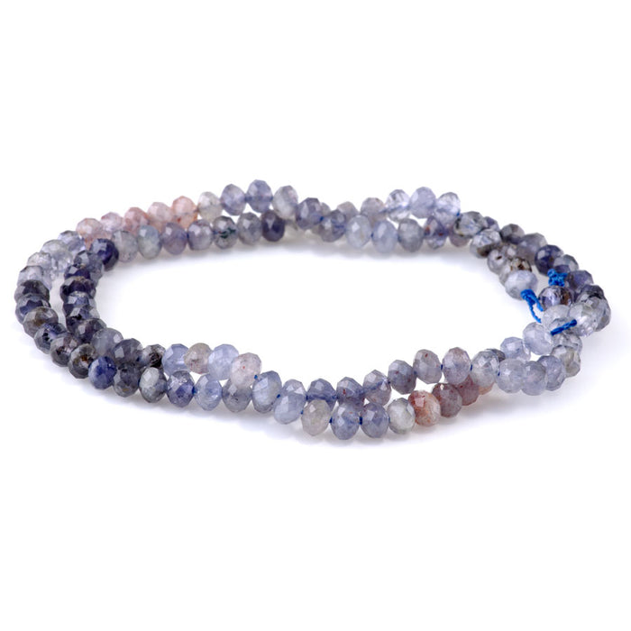 Bloody Iolite 3x5mm Banded Microfaceted Rondelle - 15-16 Inch