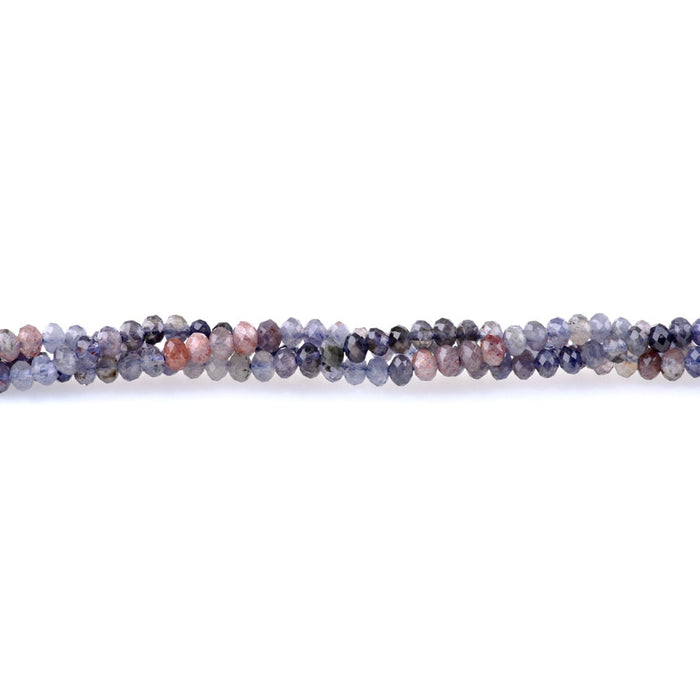 Bloody Iolite 3x5mm Banded Microfaceted Rondelle - 15-16 Inch