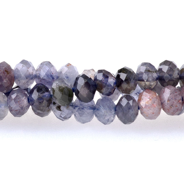 Bloody Iolite 3x5mm Banded Microfaceted Rondelle - 15-16 Inch