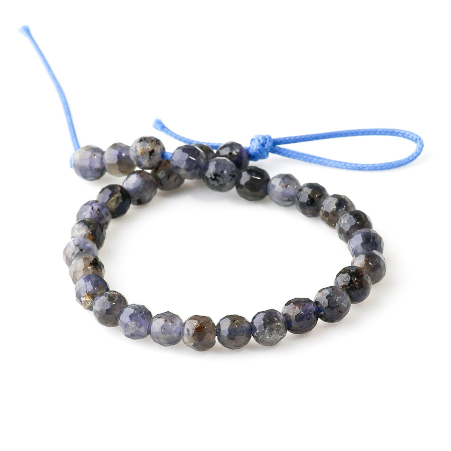 Iolite 6mm Round Faceted - Large Hole Beads