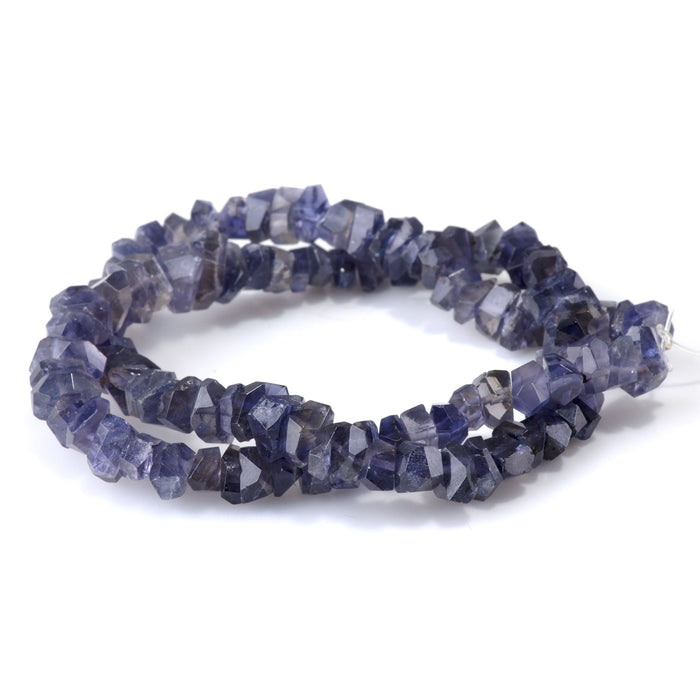 Iolite 6x8mm Handcut Faceted Irregular Chip Bead - 15-16 Inch