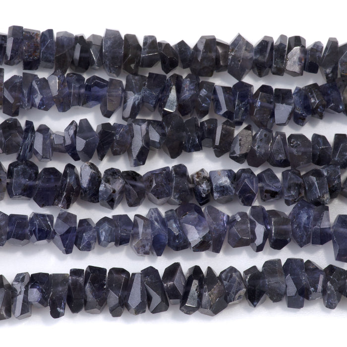 Iolite 6x8mm Handcut Faceted Irregular Chip Bead - 15-16 Inch