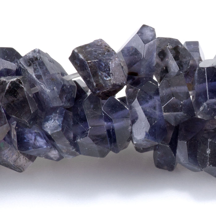 Iolite 6x8mm Handcut Faceted Irregular Chip Bead - 15-16 Inch