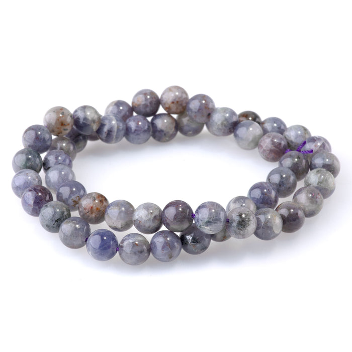 Bloody Iolite 8mm Round - 15-16 Inch