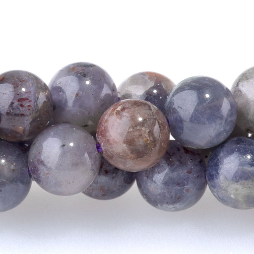 This is a Dakota Stones 8mm Bloody Iolite Gemstone strand with round beads in 15-16 inch strand.