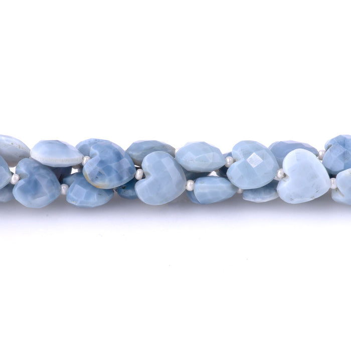 Banded Blue Opal 10mm Heart Faceted - 8 Inch