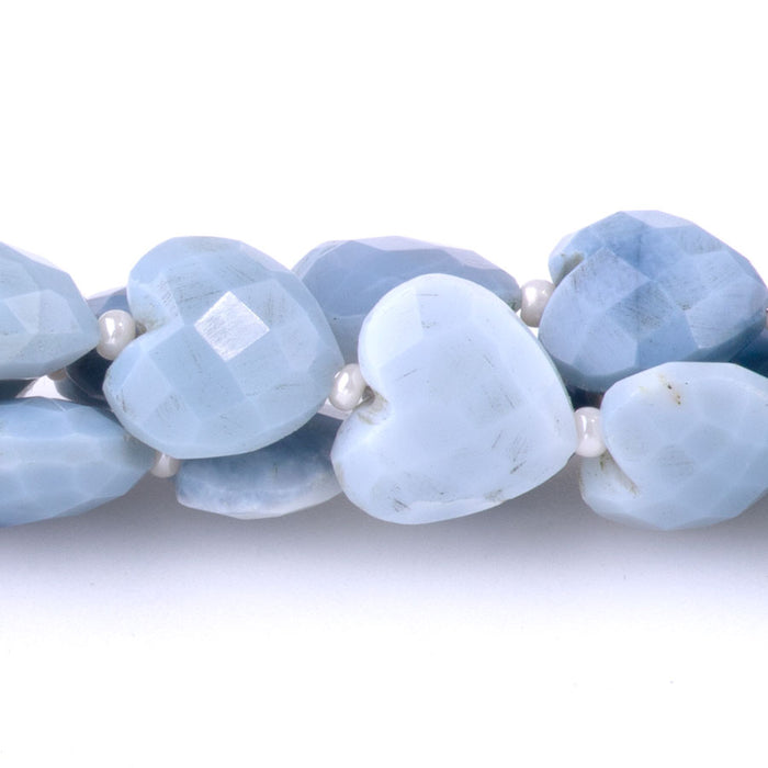 Banded Blue Opal 10mm Heart Faceted - 8 Inch