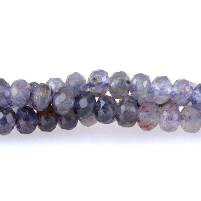 Bloody Iolite 4mm Rondelle Faceted Red Banded - 15-16 Inch