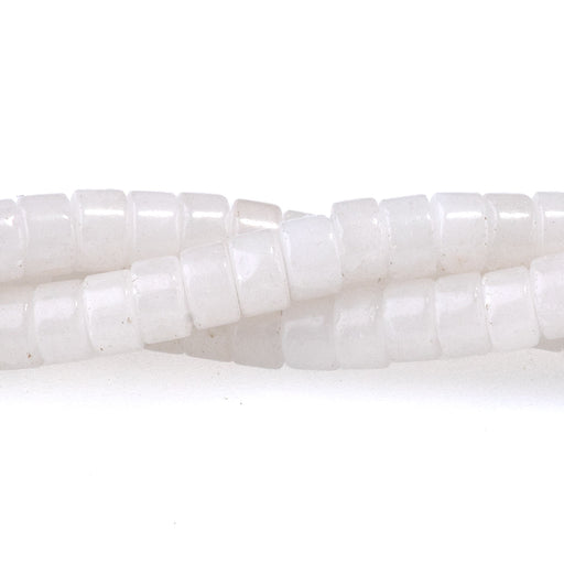This is a Dakota Stones 2x4mm White Jade Gemstone strand with heishi beads in 15-16 inch strand.