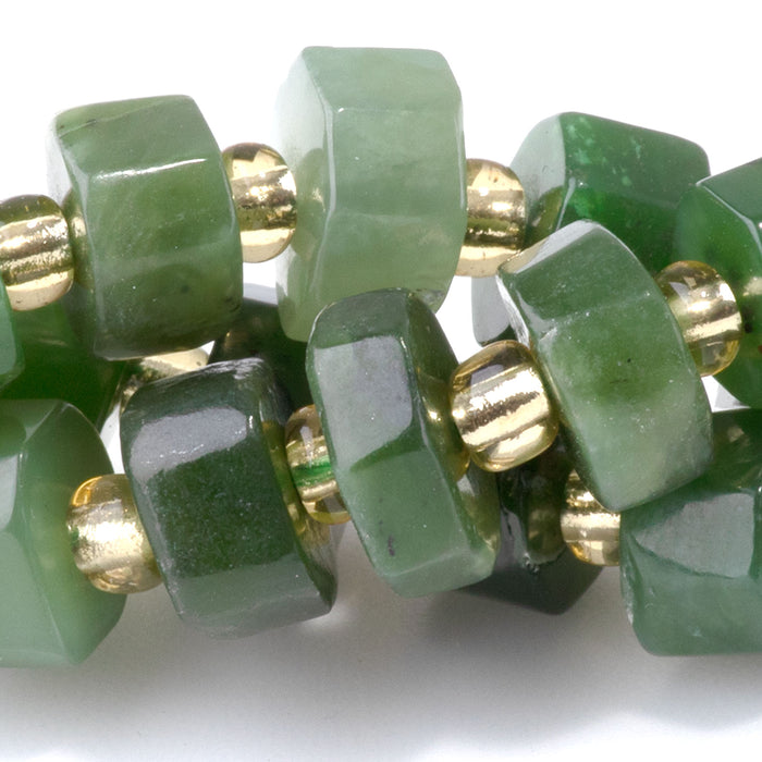 Canadian Jade 6x10-13mm Faceted Wheel - 15-16 Inch