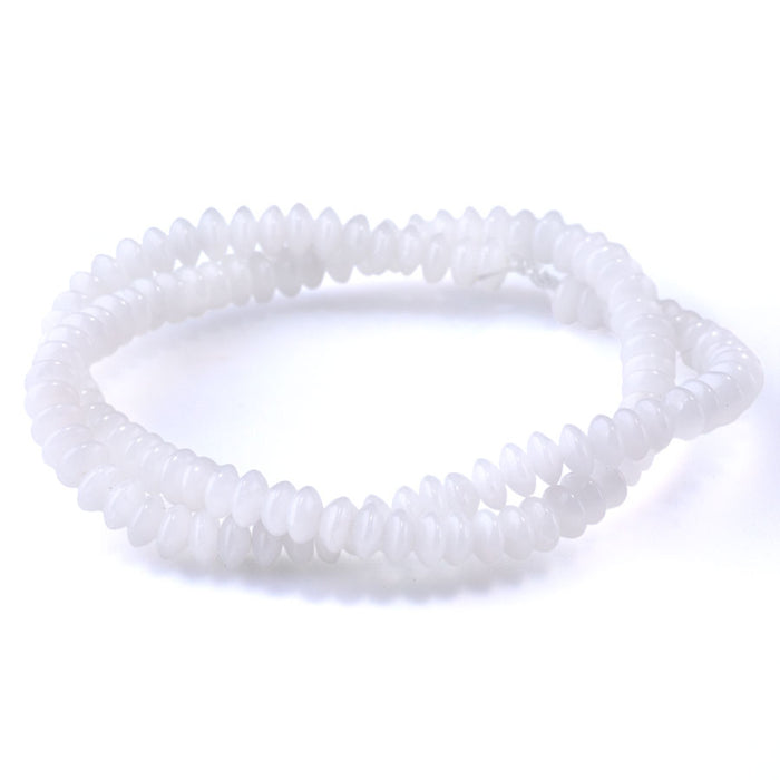 White Jade 6x3mm Saucer Beads - 15-16 Inch