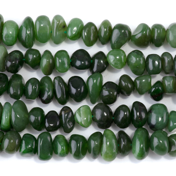 Canadian Jade 8x10-9x13mm Side Drilled Pebble - 15-16 Inch