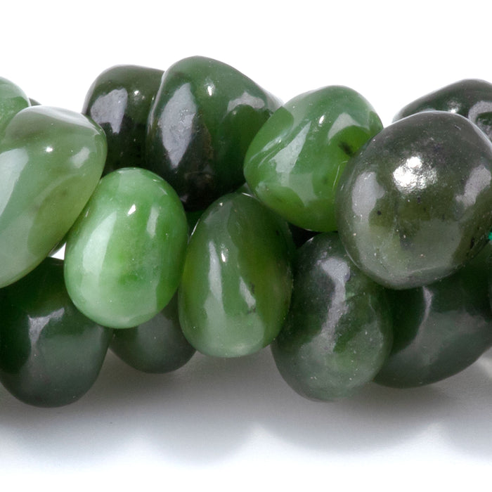 Canadian Jade 8x10-9x13mm Side Drilled Pebble - 15-16 Inch