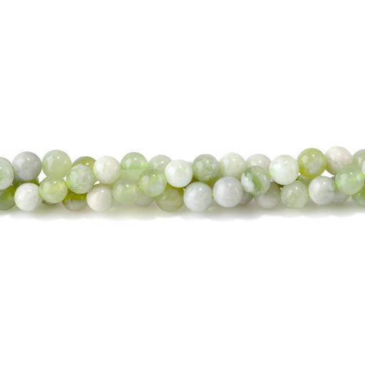 This is a Dakota Stones 8mm Green White Jade Gemstone strand with round beads in 15-16 inch strand.