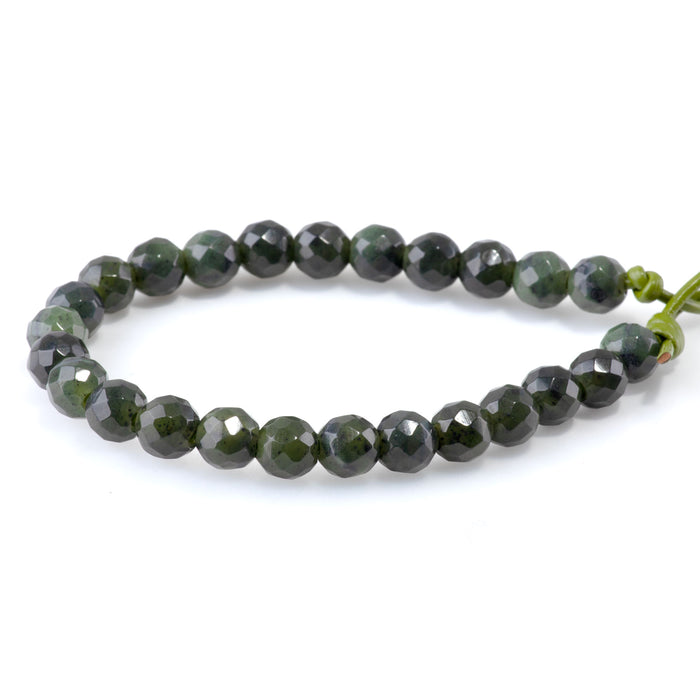 Jade 8mm Faceted Round Large Hole 8-Inch
