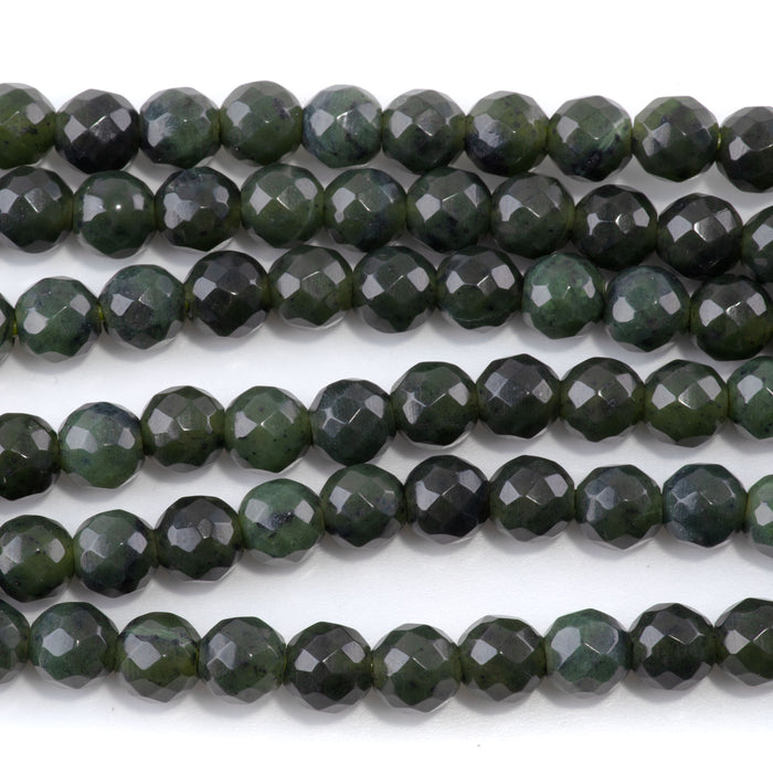 Jade 8mm Faceted Round Large Hole 8-Inch