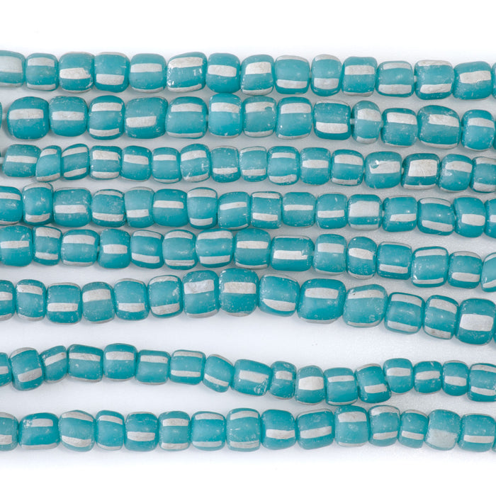 Java Glass 5mm Blue Irregular Barrel Beads - 24 Inch