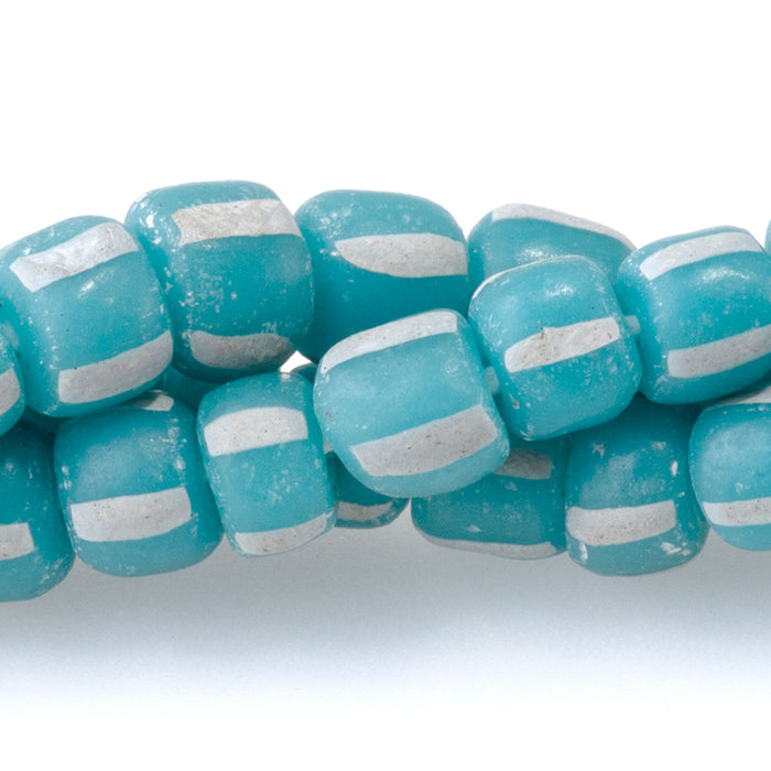 Java Glass 5mm Blue Irregular Barrel Beads - 24 Inch