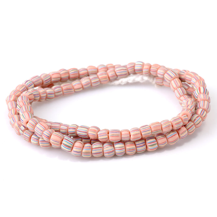 Java Glass 5mm Orange Irregular Barrel Beads - 24 Inch