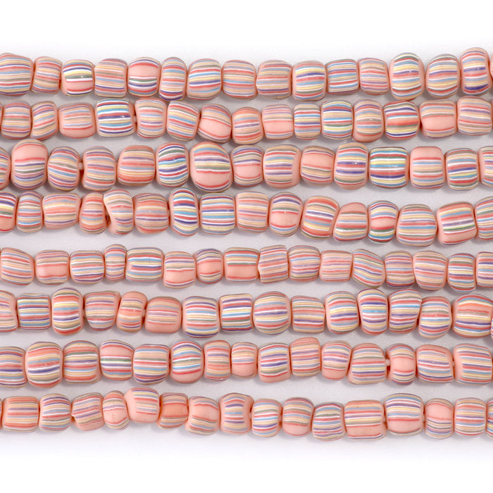 Java Glass 5mm Orange Irregular Barrel Beads - 24 Inch