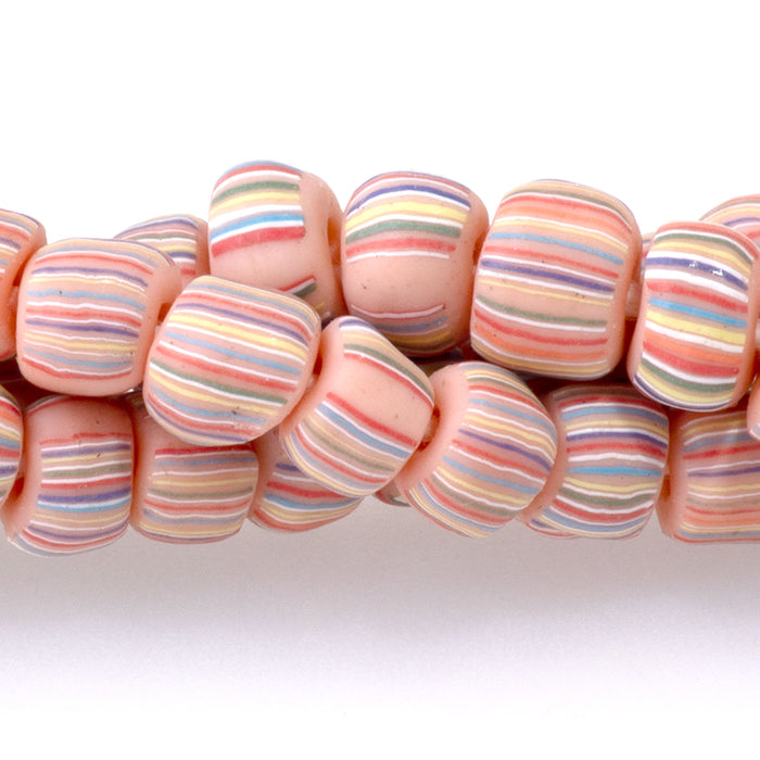 Java Glass 5mm Orange Irregular Barrel Beads - 24 Inch