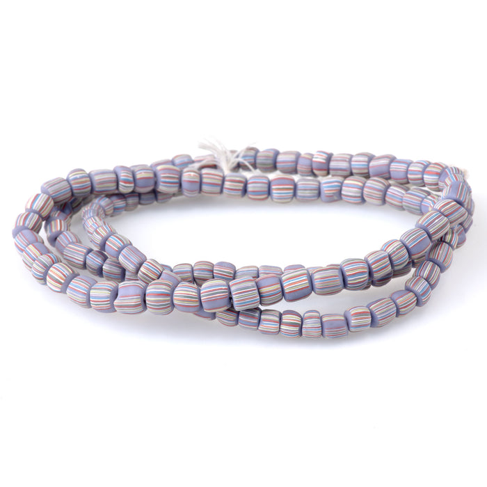Java Glass 5mm Purple Irregular Barrel Beads - 24 Inch
