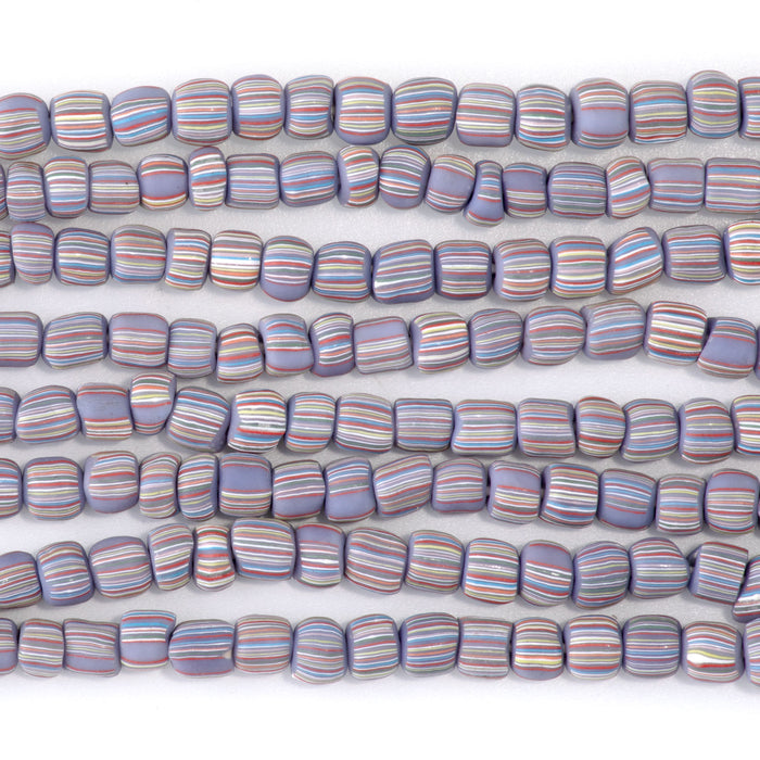 Java Glass 5mm Purple Irregular Barrel Beads - 24 Inch