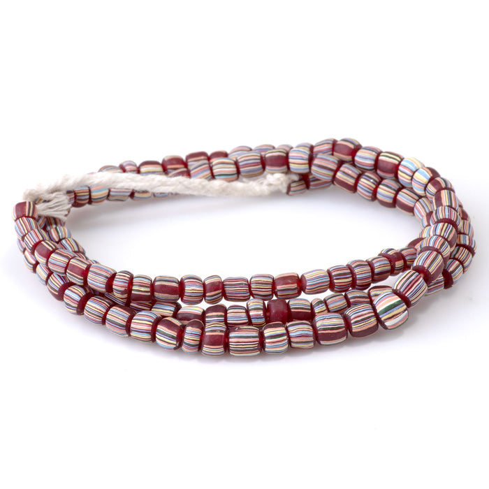 Java Glass 5mm Red Irregular Barrel Beads - 24 Inch