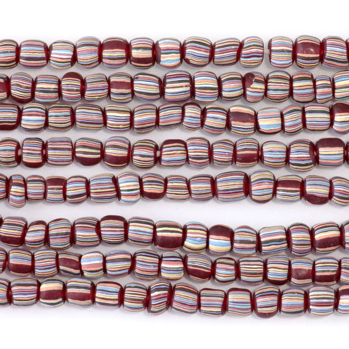 Java Glass 5mm Red Irregular Barrel Beads - 24 Inch