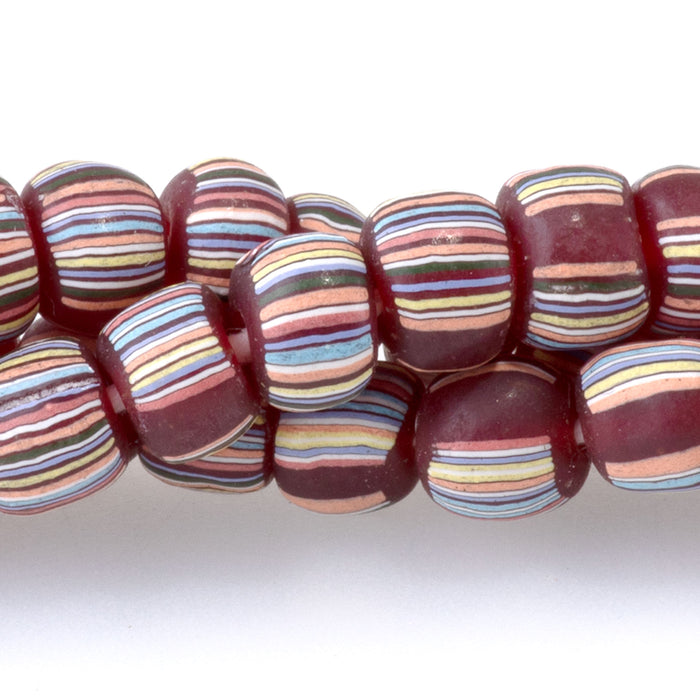 Java Glass 5mm Red Irregular Barrel Beads - 24 Inch