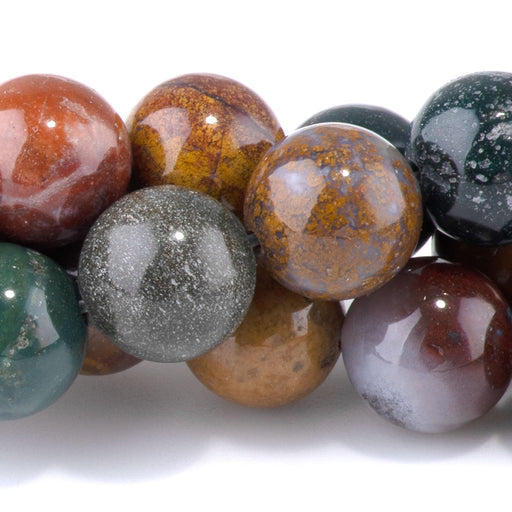 This is a Dakota Stones 10mm Kabamby Ocean Jasper Gemstone strand with round beads in 8 inch strand.