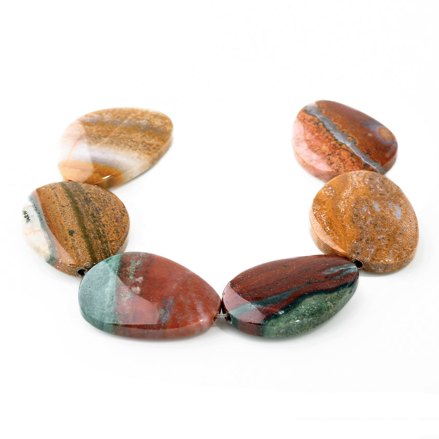 Kabamby Ocean Jasper 25-35mm Free Form Oval 8-Inch — Dakota Stones