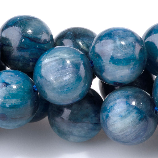 This is a Dakota Stones 10mm Blue Kyanite Gemstone strand with round beads in 15-16 inch strand.