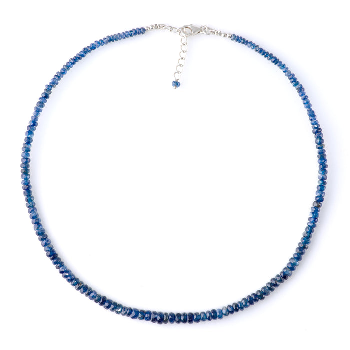 Blue Nepal Kyanite 2x4-3x5mm Graduated Faceted Rondelle Necklace - 15-16 Inch