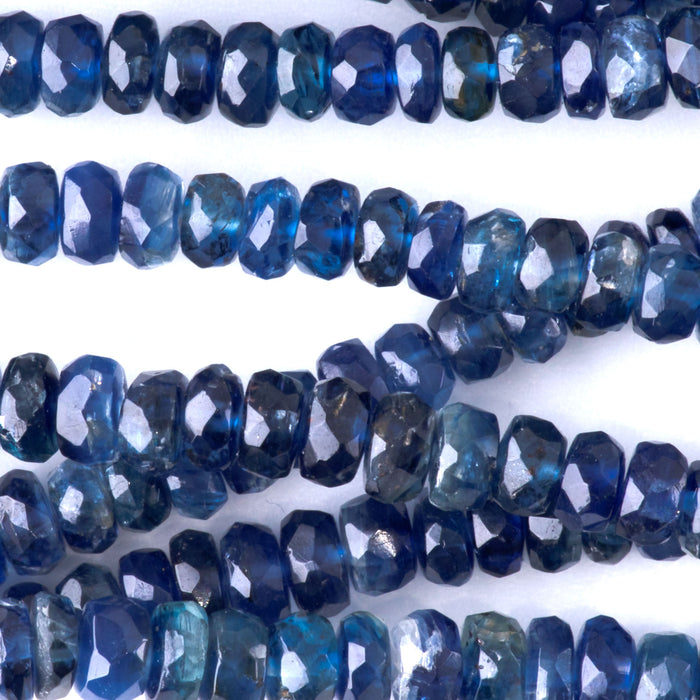 Blue Nepal Kyanite 2x4-3x5mm Graduated Faceted Rondelle Necklace - 15-16 Inch