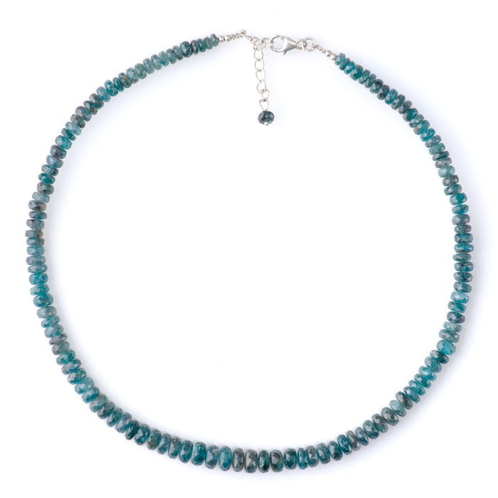 Moss Kyanite 2x5-5x8mm Graduated Faceted Rondelle Necklace - 15-16 Inch