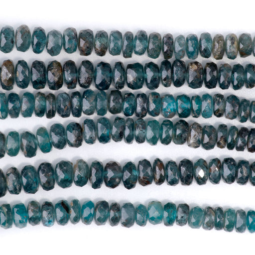 This is a Dakota Stones 2x5-5x8mm Moss Kyanite Necklace Gemstone strand with faceted rondelle beads in 15-16 inch strand.