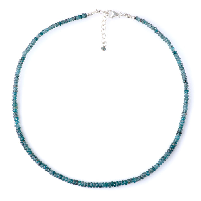 Teal Kyanite 2x4mm Faceted Rondelle Nacklace - 15-16 Inch