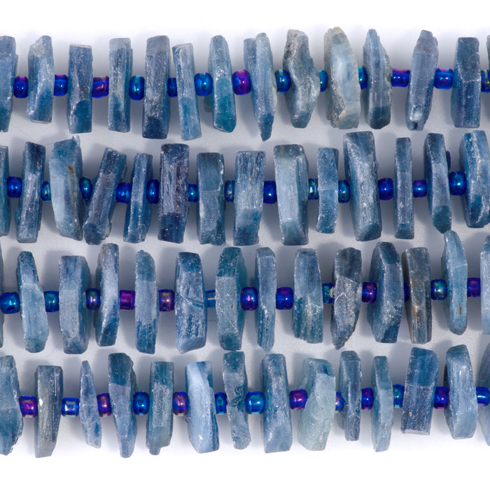 Kyanite 3-5x14-16mm Freeform Hexagon Wheel - 15-16 Inch