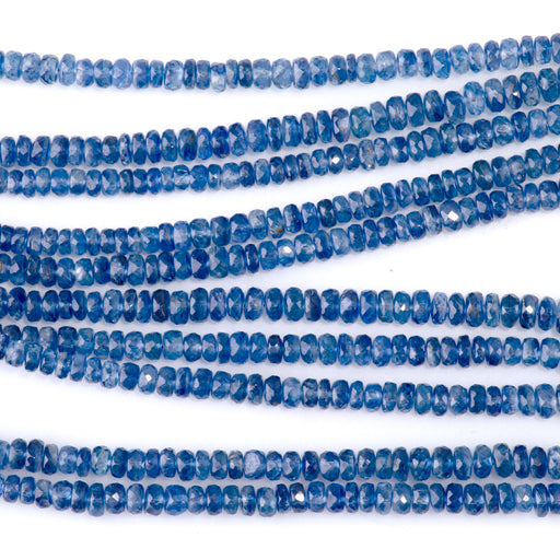 This is a Dakota Stones 3-5mm Kyanite Gemstone strand with faceted rondelle beads in 15-16 inch strand.