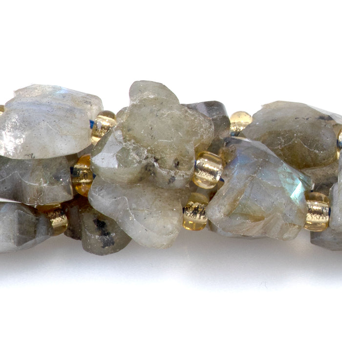 This is a Dakota Stones 10x8mm Labradorite Butterfly Gemstone strand with A grade faceted beads in 15-16 inch strand.