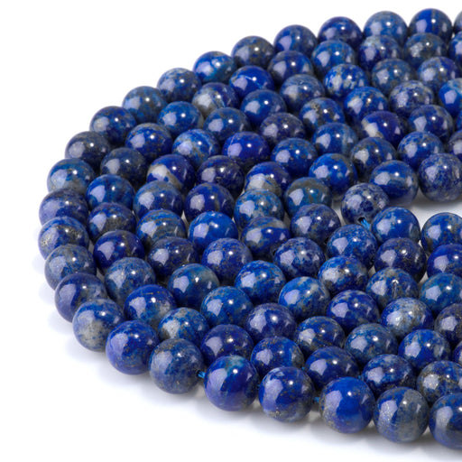 This is a Dakota Stones 10mm Lapis Gemstone strand with round beads in 15-16 inch strand.