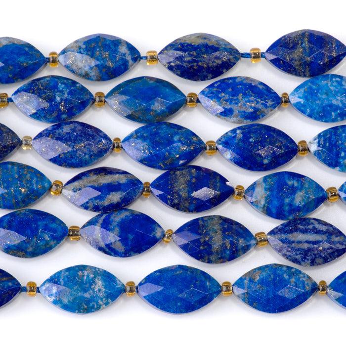 Lapis 10x16mm Faceted Marquise A Grade Bead - 15-16 Inch