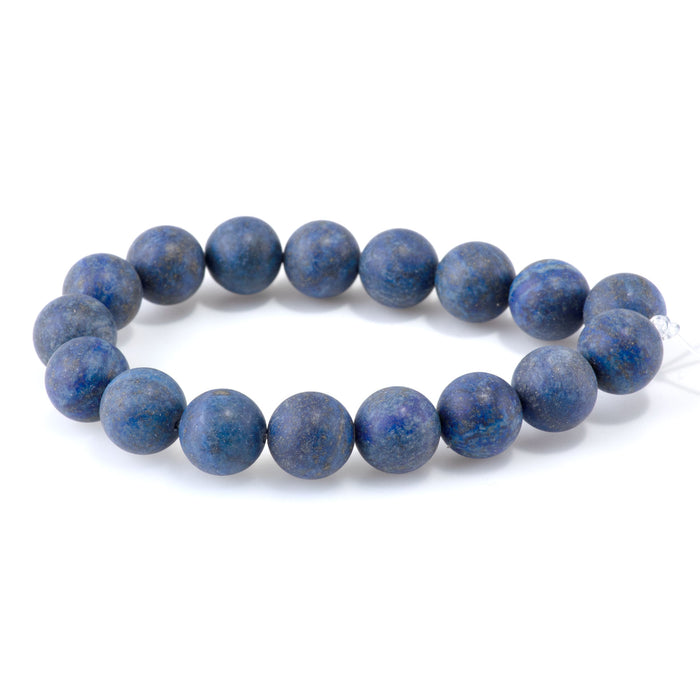 Matte Lapis 12mm Round - 8-Inch